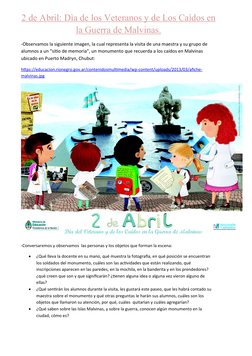 2 de Abril: Dìa de los Veteranos y de Los Caìdos en
la Guerra de Malvinas.
-Observamos la siguiente imagen, la cual represent