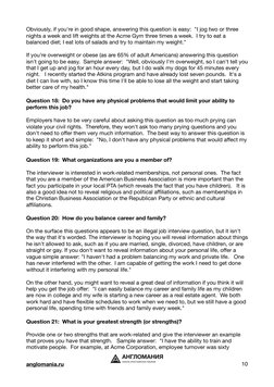 Obviously, if you're in good shape, answering this question is easy: "I jog two or three
nights a week and lift weights at