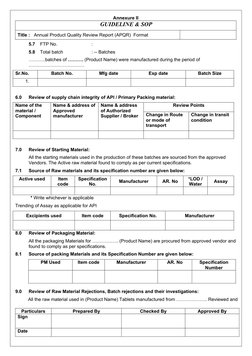 Annual Product Quality Review Format | PDF | Packaging And Labeling ...