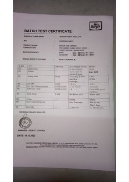 Paint Test Certificate | PDF