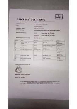 Paint Test Certificate | PDF