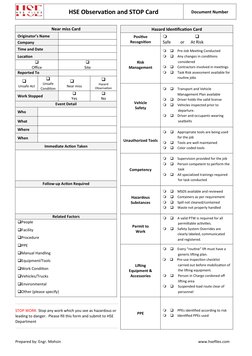 HSE Observation and STOP Card Guide | PDF