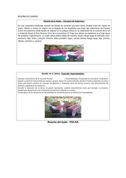 RESEÑAS DE DANZAS
Reseña de la danza: Pasacalle Huancabambino
Estampa costumbrista de la serranía Piurana