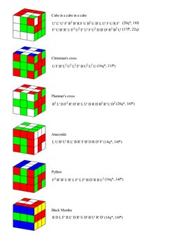 Cube in a cube in a cube
U' L' U' F' R2 B' R F U B2 U B' L U' F U R F' (20q*, 18f)
F' U B' R' U F2 U2 F' U' F U2 D B' D' R2 B