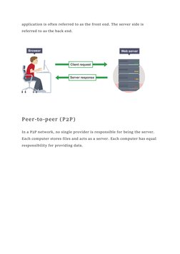 application is often referred to as the front end. The server side is 
referred to as the back end. 
 
 
 
 
Peer-to-peer (P2