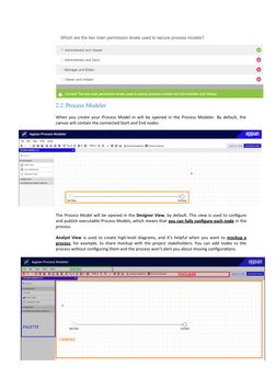2.2. Process Modeler
When you create your Process Model in will be opened in the Process Modeler. By default, the
canvas will