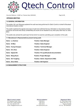 Document Reference:  VACBF rev:1 Revision Date: 09/05/2020
Page 3 of 21
OPENING MEETING
1.0 GENERAL INFORMATION
The auditor,