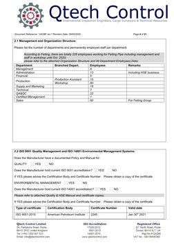 Document Reference:  VACBF rev:1 Revision Date: 09/05/2020
Page 4 of 21
2.1 Management and Organization Structure:
Please lis