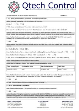 Document Reference:  VACBF rev:1 Revision Date: 09/05/2020
Page 6 of 21
If YES please advise details of the version and revis