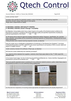 Document Reference:  VACBF rev:1 Revision Date: 09/05/2020
Page 9 of 21
vendor and their client?
Purchase order specifies the