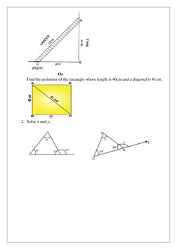 Or  
Find the perimeter of the rectangle whose length is 40cm and a diagonal is 41cm.  
 
2.