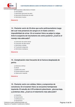 a) Furosemida a altas dosis en infusión
b) Hemodiálisis
c) Administrar gluconato de calcio
d) Administrar bicarbonato de sodi