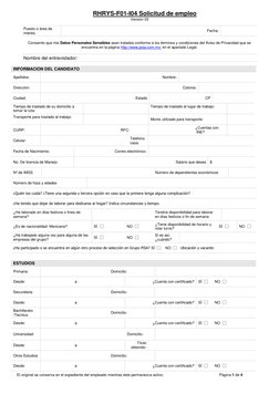 El original se conserva en el expediente del empleado mientras éste permanezca activo. 
 
 
 
Página 1 de 4 
RHRYS-F01-I04 So