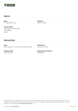 Wise Payments Limited, trading as Wise, is an Authorised Electronic Money Institution under firm reference number 900507 with