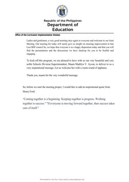 Republic of the Philippines
Department of
Education
Downloaded by Amy Kay Canlas (amykay.canlas@deped.gov.ph)
Office of the C