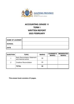 Grade 11 Accounting Term 1 Report 2023 | PDF | Debits And Credits ...