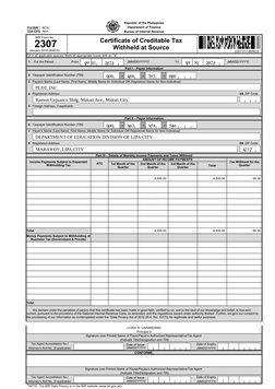 PLDT Form 2307: Tax Withholding Certificate | PDF | Taxation | Government