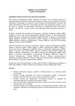 1
TRIBHUVAN UNIVERSITY
Faculty of Management
INTRODUCTION TO FACULTY OF MANAGEMENT
The Faculty of Management (FoM), Tribhuvan