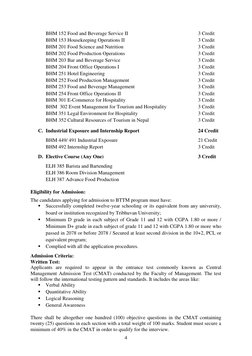 4
BHM 152 Food and Beverage Service II
3 Credit
BHM 153 Housekeeping Operations II
3 Credit
BHM 201 Food Science and Nutritio