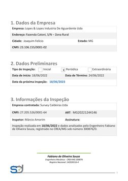 1. Dados da Empresa
3. Informações da Inspeção
2. Dados Preliminares
3
Tipo de Inspeção:           Inicial
