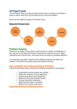 AI Project Cycle
The AI Project Cycle is a step-by-step process that a company must follow in 
order to derive value from an
