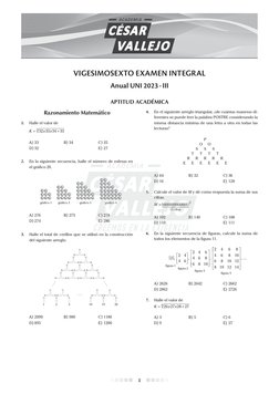 Anual UNI 2023 - III
Vigesimosexto Examen Integral
1
Razonamiento Matemático
1.	
Halle el valor de
	
K
x
x
=
+
32 33 34
33
3