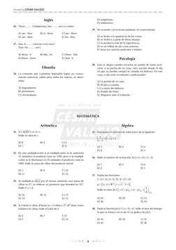 Academia CÉSAR VALLEJO
4
Inglés
26.	 There ......... 3 telephones, but ......... isn’t a cooker.
A)	are - they 	
B)	is - ther