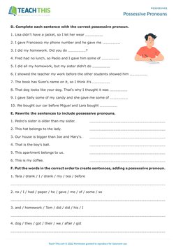 Grade 3 Possessive Pronouns Worksheet | PDF | Pronoun | Syntactic ...