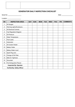 Weekly Generator Checklist.pdf Daily Generator Inspection Checklist | PDF