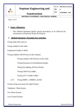 Electrical Works Method Statement | PDF | Electrical Wiring | Switch