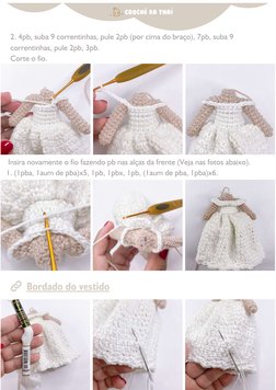 (https://youtu.be/KHRJG8M2GOg)2. 4pb, suba 9 correntinhas, pule 2pb (por cima do braço), 7pb, suba 9
correntinhas, pule 2pb,