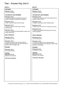 Focus 4 Unit Test Answer Key | PDF