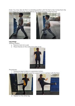 Note: You may also do this in a standing position with the feet a few inches from the 
wall. Keep the rear knee extended as y