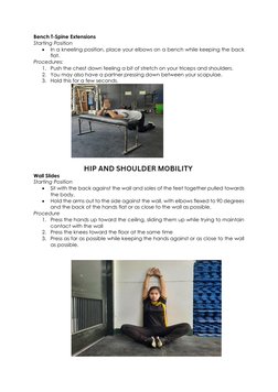 Bench T-Spine Extensions 
Starting Position 
• 
In a kneeling position, place your elbows on a bench while keeping the back