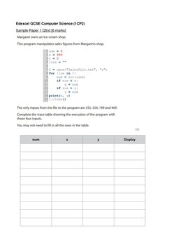 Edexcel GCSE Computer Science (1CP2) 
Sample Paper 1 Q5)d [6 marks] 
 
 
 
 
 
 
 
 
 
 
 
 
 
 
 
