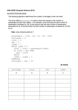 AQA GCSE Computer Science (4512) 
June 2014 Q12)a [6 marks] 
 
 
