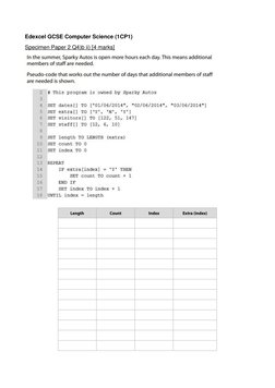 Edexcel GCSE Computer Science (1CP1) 
Specimen Paper 2 Q4)b ii) [4 marks]