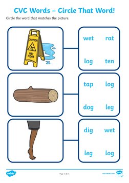 CVC Words Picture Matching Activity | PDF | Mammals