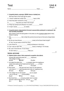 Focus 2 Unit 4 Test Overview | PDF | Home