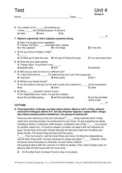 Focus 2 Unit 4 Test Overview | PDF | Home