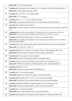 Class 10 Maths Assertion & Reasoning | PDF | Numbers | Factorization