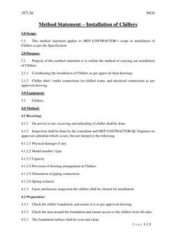 Method Statement For Installation of Chillers | PDF | Engineering