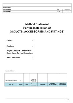 GI Duct Installation Method Statement | PDF | Duct (Flow) | Building ...