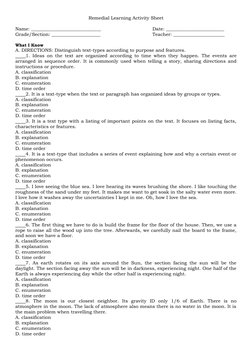 Remedial Learning Activity Sheet
Name: ______________________________
Date: _________________________
Grade/Section: ________