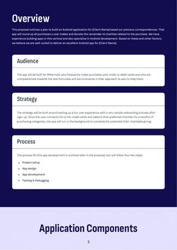 Overview
This proposal outlines a plan to build an Android application for {Client Name} based our previous correspondences.