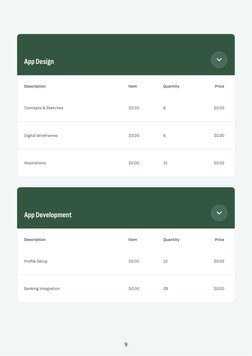 App Design
Description
Item
Quantity
Price
Concepts & Sketches
$0.00
8
$0.00
Digital Wireframes
$0.00
6
$0.00
Illustrations
$