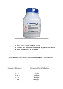 Koh Tablet Method Alcoholic KOH Solution Preparation Guide | PDF