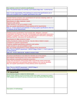 Must address control of customer specifications
Note: This element does not currently count towards Major Non - Conformances