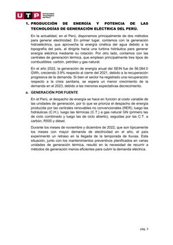 1. PRODUCCIÓN  DE  ENERGÍA  Y  POTENCIA  DE  LAS
TECNOLOGÍAS DE GENERACIÓN ELÉCTRICA DEL PERÚ.
En la actualidad, en el Perú,