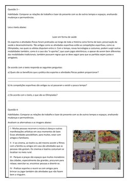 Atividades de Trabalho e Lazer no 3º Ano | PDF | Lazer